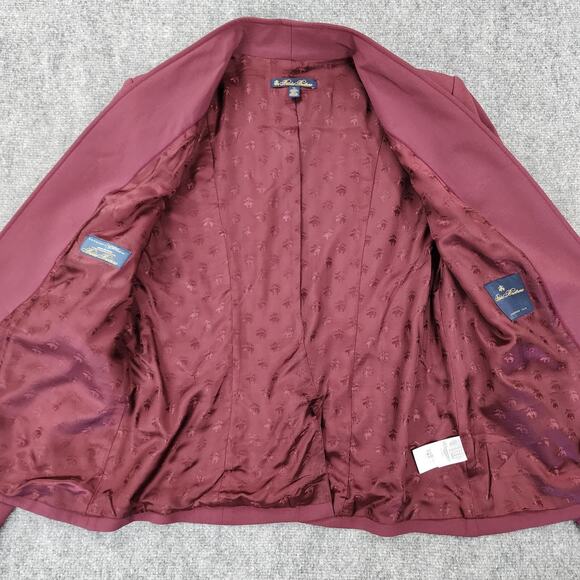 Brooks Brothers Blazer Women 14 Maroon Italy Wool Blend Lined Jacket Career Coat - Picture 13 of 16